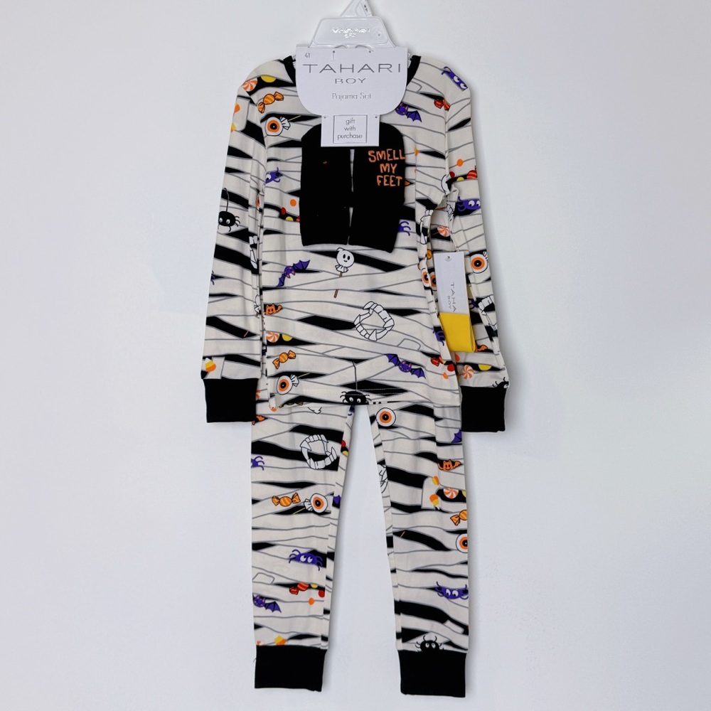 Tahari Kids Halloween Pajama Set - 2 Piece Toddler Boy Pajamas with Socks 4T